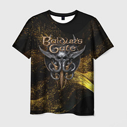 Мужская футболка Baldurs Gate 3 logo gold black