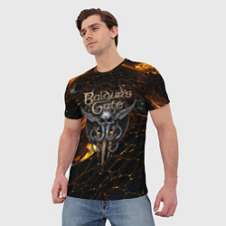 Футболка мужская Baldurs Gate 3 logo gold and black, цвет: 3D-принт — фото 2