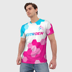 Футболка мужская Citroen neon gradient style: символ сверху, цвет: 3D-принт — фото 2