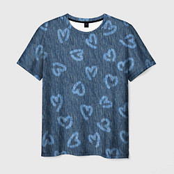 Мужская футболка Hearts on denim