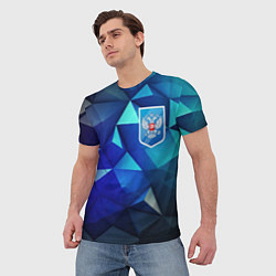 Футболка мужская Russia blue abstract, цвет: 3D-принт — фото 2