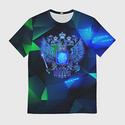 Футболка мужская Неоновый герб РФ, цвет: 3D-принт