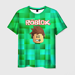 Футболка мужская Roblox head на пиксельном фоне, цвет: 3D-принт
