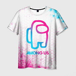 Мужская футболка Among Us neon gradient style