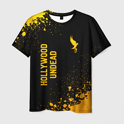 Мужская футболка Hollywood Undead - gold gradient: надпись, символ