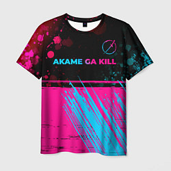 Мужская футболка Akame ga Kill - neon gradient: символ сверху