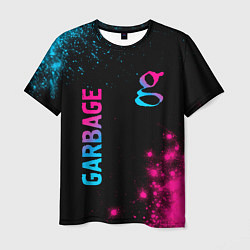 Футболка мужская Garbage - neon gradient: надпись, символ, цвет: 3D-принт