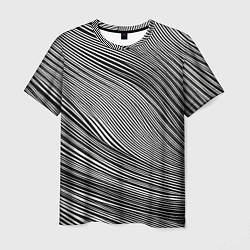 Футболка мужская Черно-белые полосы абстракция, цвет: 3D-принт