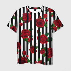 Мужская футболка Полосы и красные розы