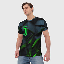 Футболка мужская Juventus black green logo, цвет: 3D-принт — фото 2