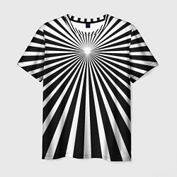 Футболка мужская Черно-белая полосатая иллюзия, цвет: 3D-принт