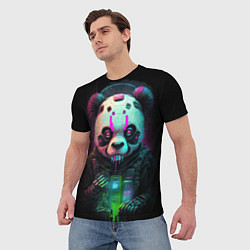 Футболка мужская Панда киберпанк, цвет: 3D-принт — фото 2