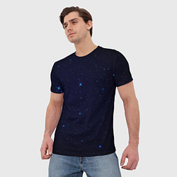 Футболка мужская Тёмный космос и синие звёзды, цвет: 3D-принт — фото 2