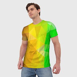 Футболка мужская Жёлто-зелёная геометрия, цвет: 3D-принт — фото 2