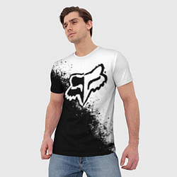 Футболка мужская Fox motocross - черно-белые пятна, цвет: 3D-принт — фото 2
