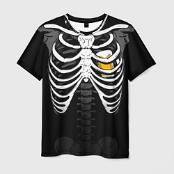 Мужская футболка Скелет: ребра и кружка пива