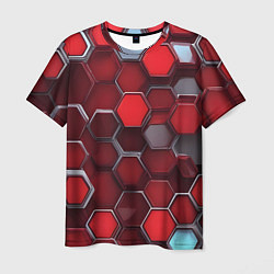 Мужская футболка Cyber hexagon red