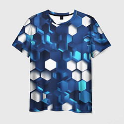 Футболка мужская Cyber hexagon Blue, цвет: 3D-принт