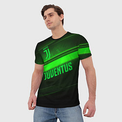 Футболка мужская Juventus green line, цвет: 3D-принт — фото 2