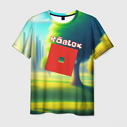 Футболка мужская Роблокс пейзаж, цвет: 3D-принт