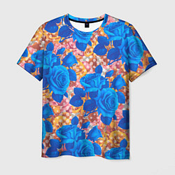 Мужская футболка Цветочный разноцветный узор с розами