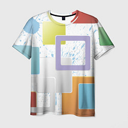 Мужская футболка Абстрактный фон красочные квадраты гранж