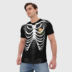 Футболка мужская Скелет: ребра и бургер, цвет: 3D-принт — фото 2