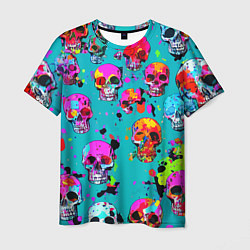 Мужская футболка Паттерн из ярких черепов - поп-арт - мода