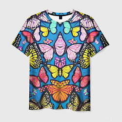 Мужская футболка Зеркальный паттерн из бабочек - мода