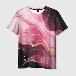 Мужская футболка Абстрактный черно-розовый мраморный узор