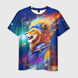 Мужская футболка Космический лев - неоновое свечение