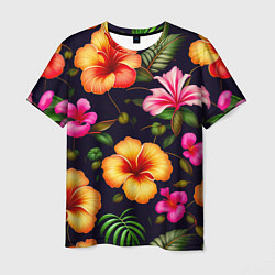 Мужская футболка Гавайские цветы узор