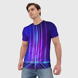 Футболка мужская Neon glow - vaporwave - strips, цвет: 3D-принт — фото 2