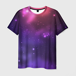 Мужская футболка Разноцветный космос - неоновое свечение
