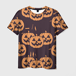 Мужская футболка Фонарь джек в грандж стиле halloween тыква cartoon