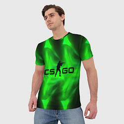 Футболка мужская CSGO green logo, цвет: 3D-принт — фото 2