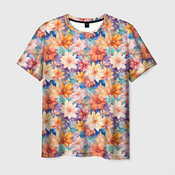 Мужская футболка Цветочный акварельный узор