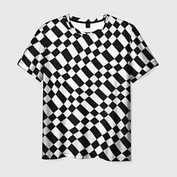 Мужская футболка Шахматка искажённая чёрно-белая