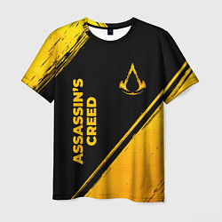 Мужская футболка Assassins Creed - gold gradient: надпись, символ