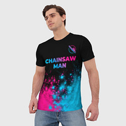Футболка мужская Chainsaw Man - neon gradient: символ сверху, цвет: 3D-принт — фото 2