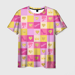 Мужская футболка Барби: желтые и розовые квадраты паттерн
