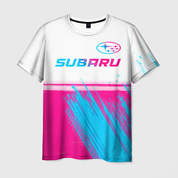 Мужская футболка Subaru neon gradient style: символ сверху