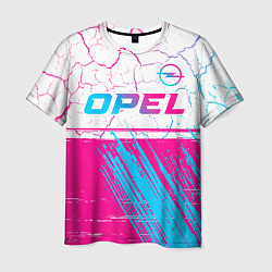 Мужская футболка Opel neon gradient style: символ сверху