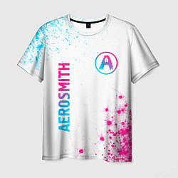 Футболка мужская Aerosmith neon gradient style: надпись, символ, цвет: 3D-принт