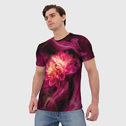Футболка мужская Розовый цветок в огне - нейросеть, цвет: 3D-принт — фото 2
