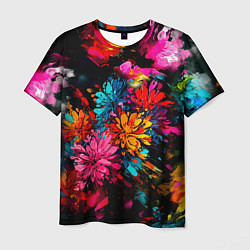 Мужская футболка Краски и цветы