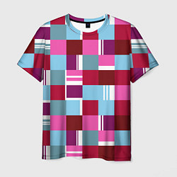 Мужская футболка Ретро квадраты вишнёвые