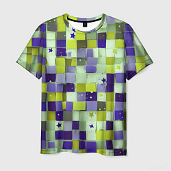 Мужская футболка Ретро квадраты болотные