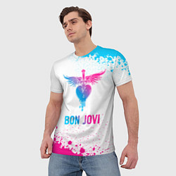Футболка мужская Bon Jovi neon gradient style, цвет: 3D-принт — фото 2