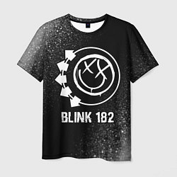 Мужская футболка Blink 182 glitch на темном фоне